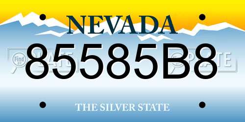 85585B8 Nevada License Plate