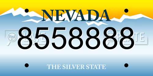 8558888 Nevada License Plate