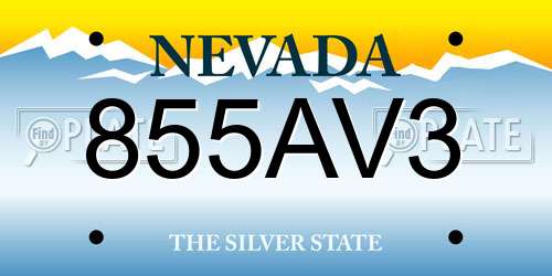 855AV3 Nevada License Plate