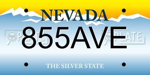 855AVE Nevada License Plate