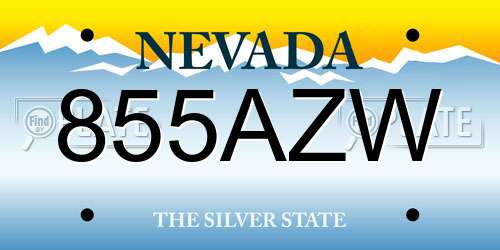 855AZW Nevada License Plate