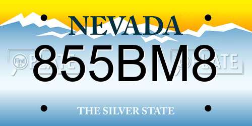 855BM8 Nevada License Plate