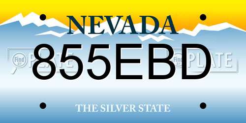 855EBD Nevada License Plate