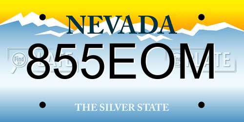 855EOM Nevada License Plate