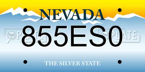 855ES0 Nevada License Plate