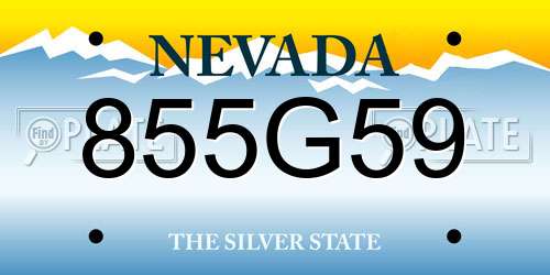 855G59 Nevada License Plate