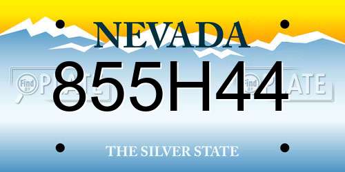 855H44 Nevada License Plate