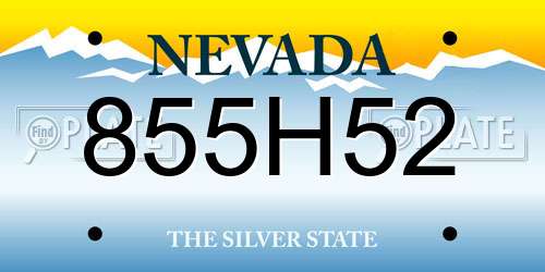 855H52 Nevada License Plate
