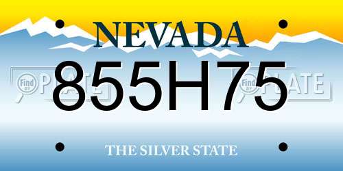 855H75 Nevada License Plate