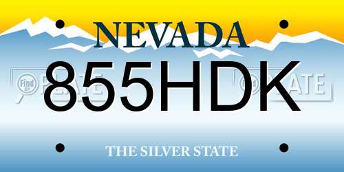 855HDK Nevada License Plate