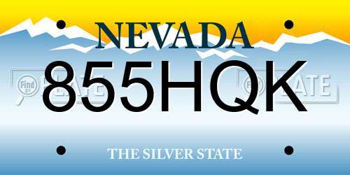 855HQK Nevada License Plate