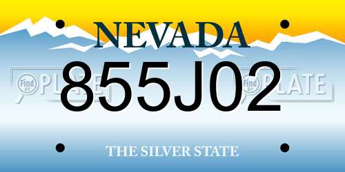 855J02 Nevada License Plate