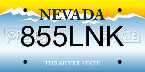 855LNK Nevada License Plate