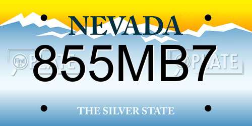 855MB7 Nevada License Plate
