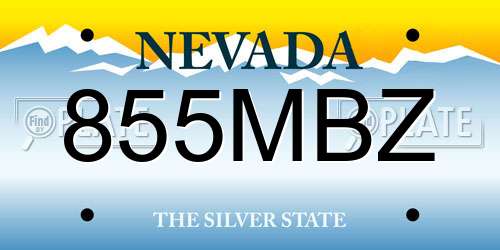 855MBZ Nevada License Plate