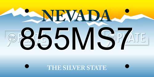 855MS7 Nevada License Plate