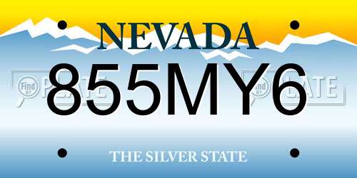 855MY6 Nevada License Plate
