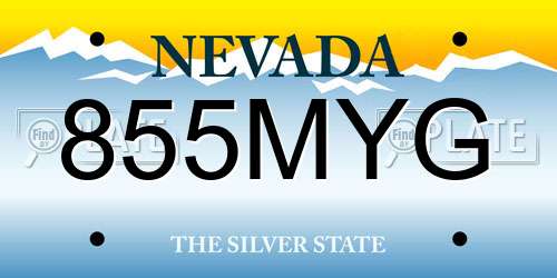 855MYG Nevada License Plate