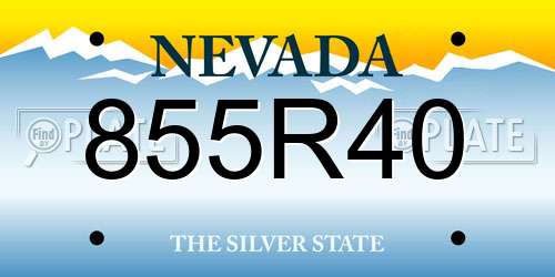 855R40 Nevada License Plate