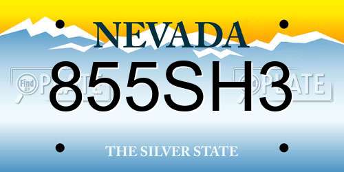 855SH3 Nevada License Plate