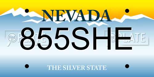 855SHE Nevada License Plate