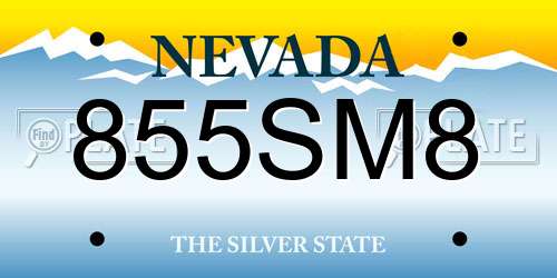 855SM8 Nevada License Plate