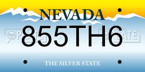 855TH6 Nevada License Plate