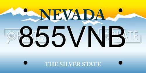 855VNB Nevada License Plate