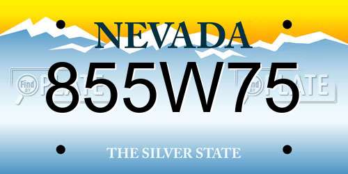 855W75 Nevada License Plate