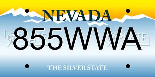 855WWA Nevada License Plate