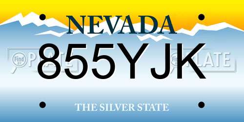 855YJK Nevada License Plate