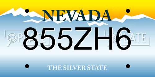 855ZH6 Nevada License Plate