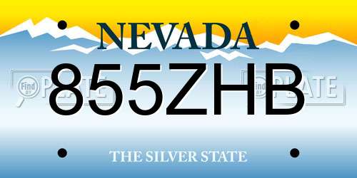 855ZHB Nevada License Plate