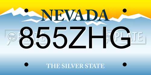 855ZHG Nevada License Plate