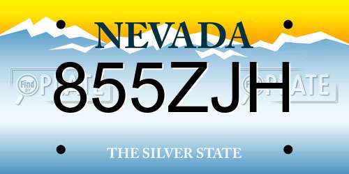 855ZJH Nevada License Plate