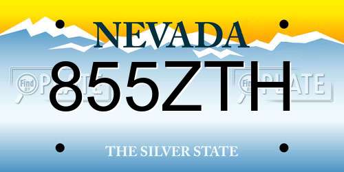855ZTH Nevada License Plate