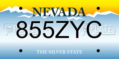 855ZYC Nevada License Plate