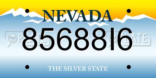 85688I6 Nevada License Plate