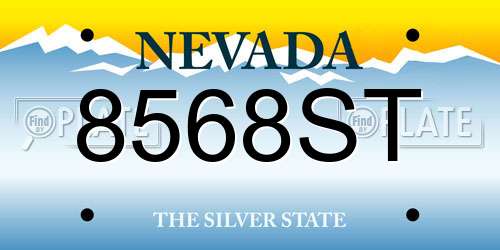 8568ST Nevada License Plate