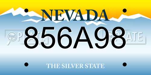 856A98 Nevada License Plate