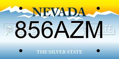 856AZM Nevada License Plate