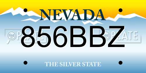 856BBZ Nevada License Plate