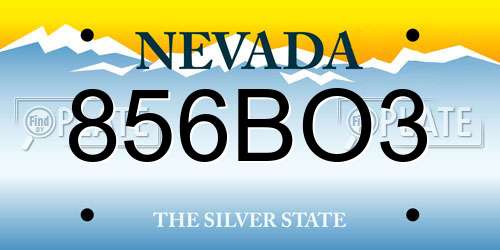 856BO3 Nevada License Plate