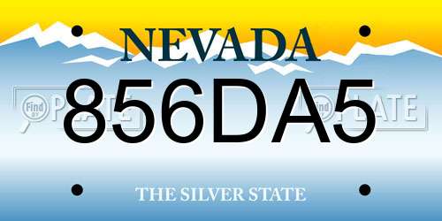 856DA5 Nevada License Plate