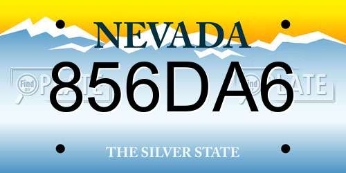 856DA6 Nevada License Plate