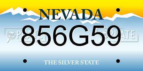 856G59 Nevada License Plate