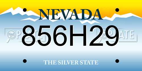 856H29 Nevada License Plate