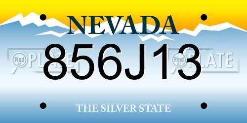 856J13 Nevada License Plate