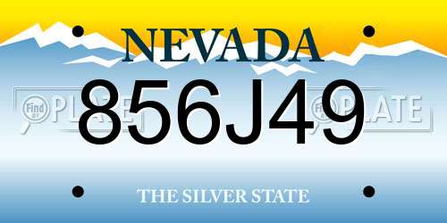 856J49 Nevada License Plate
