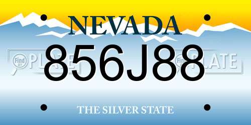 856J88 Nevada License Plate